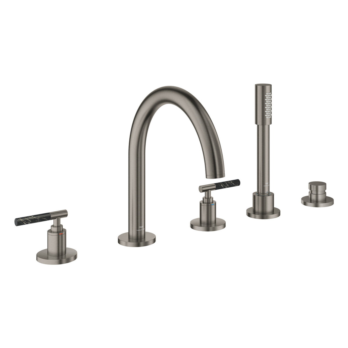 Grohe Atrio Private Collection 5 Delikli Ankastre Küvet Bataryası (Sıva Üstü Grubu), Fırçalı Sert Grafit - Ürün Görseli