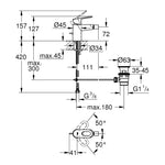 Grohe BauLoop Sifon Kumandalı Bide Bataryası - Teknik Çizim