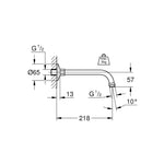 Grohe Relexa Duş Başlığı Dirseği, 218 mm - Teknik Çizim