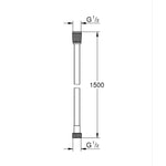 Grohe Silverflex Duş Hortumu, 150 cm, Hayalet Siyah - Teknik Çizim