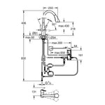 Grohe Zedra Touch Elektronik Spiralli Eviye Bataryası - Teknik Çizim