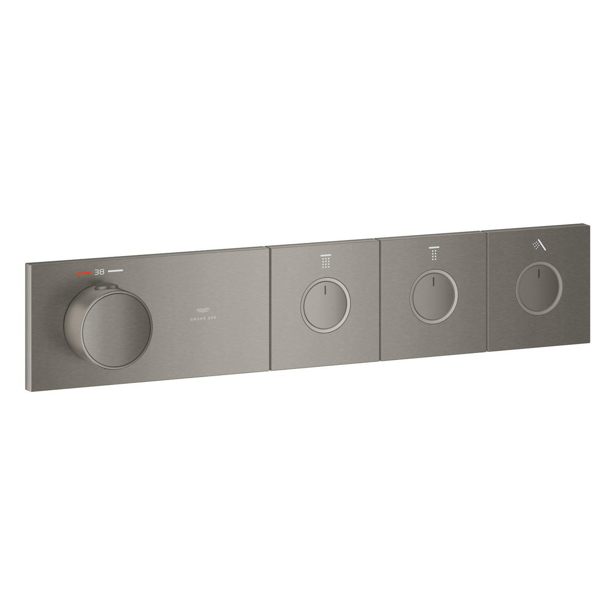 Grohe Grohtherm Aqua Tiles SmartControl Termostatik Ankastre Banyo Bataryası, 3 Çıkışlı, Fırçalı Sert Grafit (Sıva Üstü Grubu) - Ürün Görseli