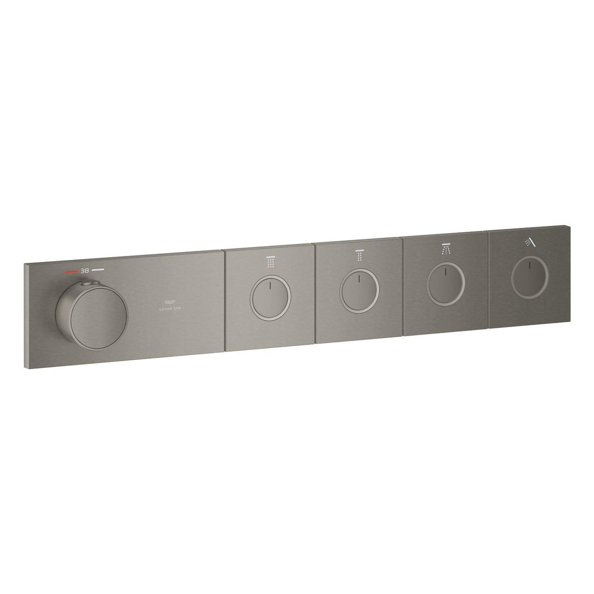 Grohe Grohtherm Aqua Tiles SmartControl Termostatik Ankastre Banyo Bataryası, 4 Çıkışlı, Fırçalı Sert Grafit (Sıva Üstü Grubu) - Ürün Görseli