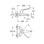 Grohe Euroeco Special / SSC Lavabo Bataryası - Teknik Çizim