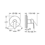 Grohe Eurostyle Cosmopolitan Ankastre Duş Bataryası (Sıva Üstü Grubu) - Teknik Çizim