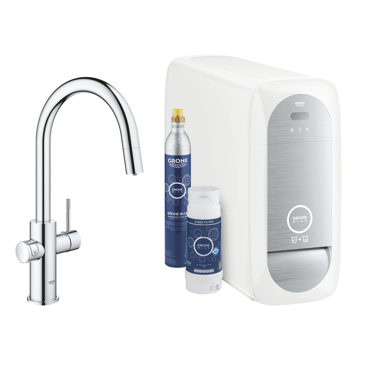 Grohe Blue Home Arıtmalı İçme Suyu ve Soda Yapan Spiralli Eviye Bataryası - Ürün Görseli