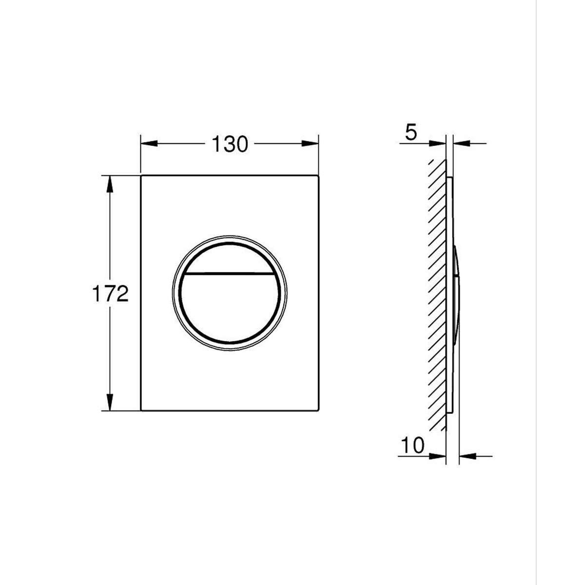 Grohe Nova Cosmopolitan S Gömme Rezervuar Kumanda Paneli, Krom - Teknik Çizim