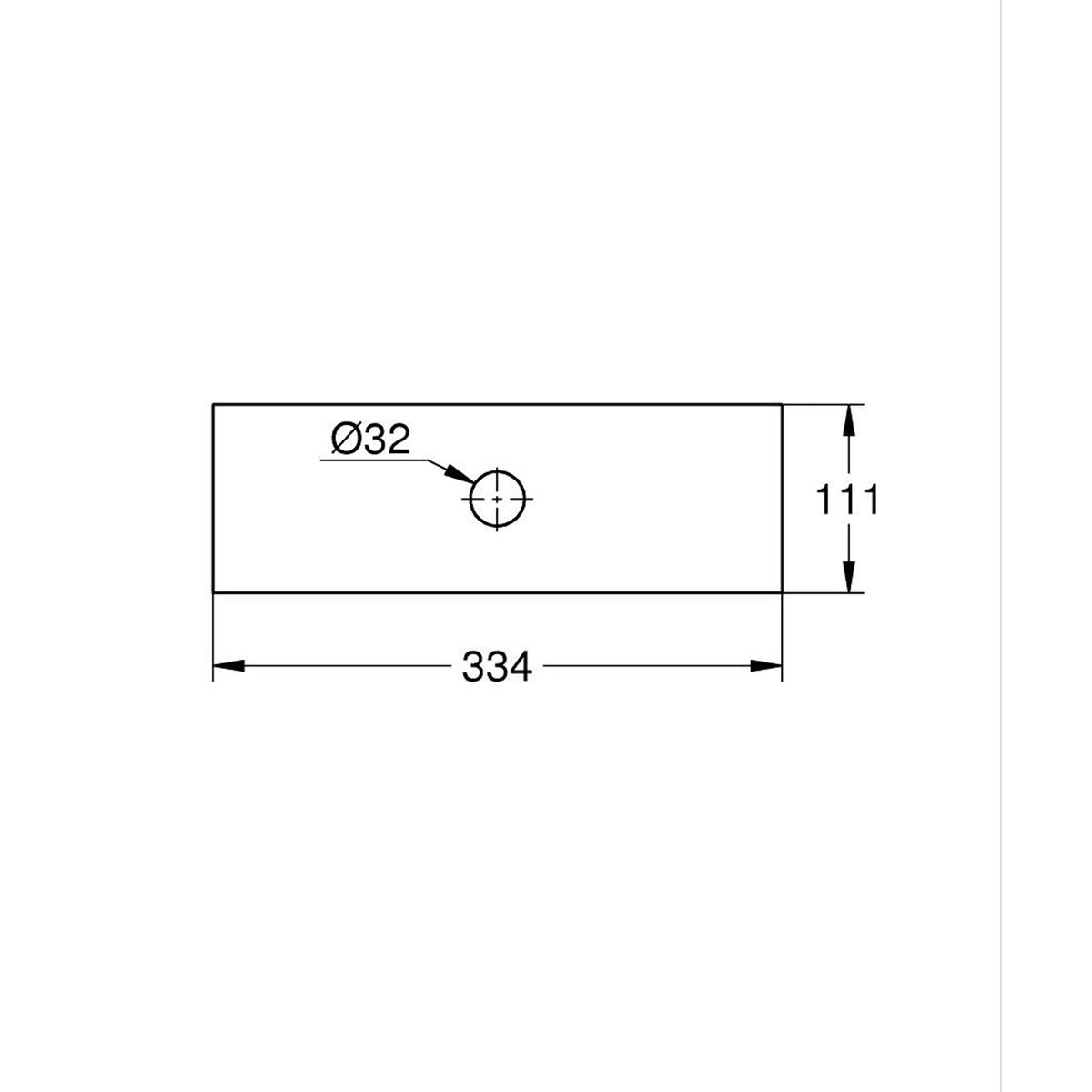 Grohe Rainshower Aqua Tiles Ankastre Tepe Duşu Kapağı, Tek Delikli, Hayalet Siyah - Teknik Çizim