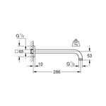 Grohe Rainshower Duş Başlığı Kolu, 275 mm - Teknik Çizim