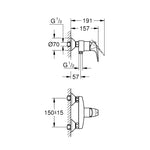 Grohe BauFlow Duş Bataryası - Teknik Çizim