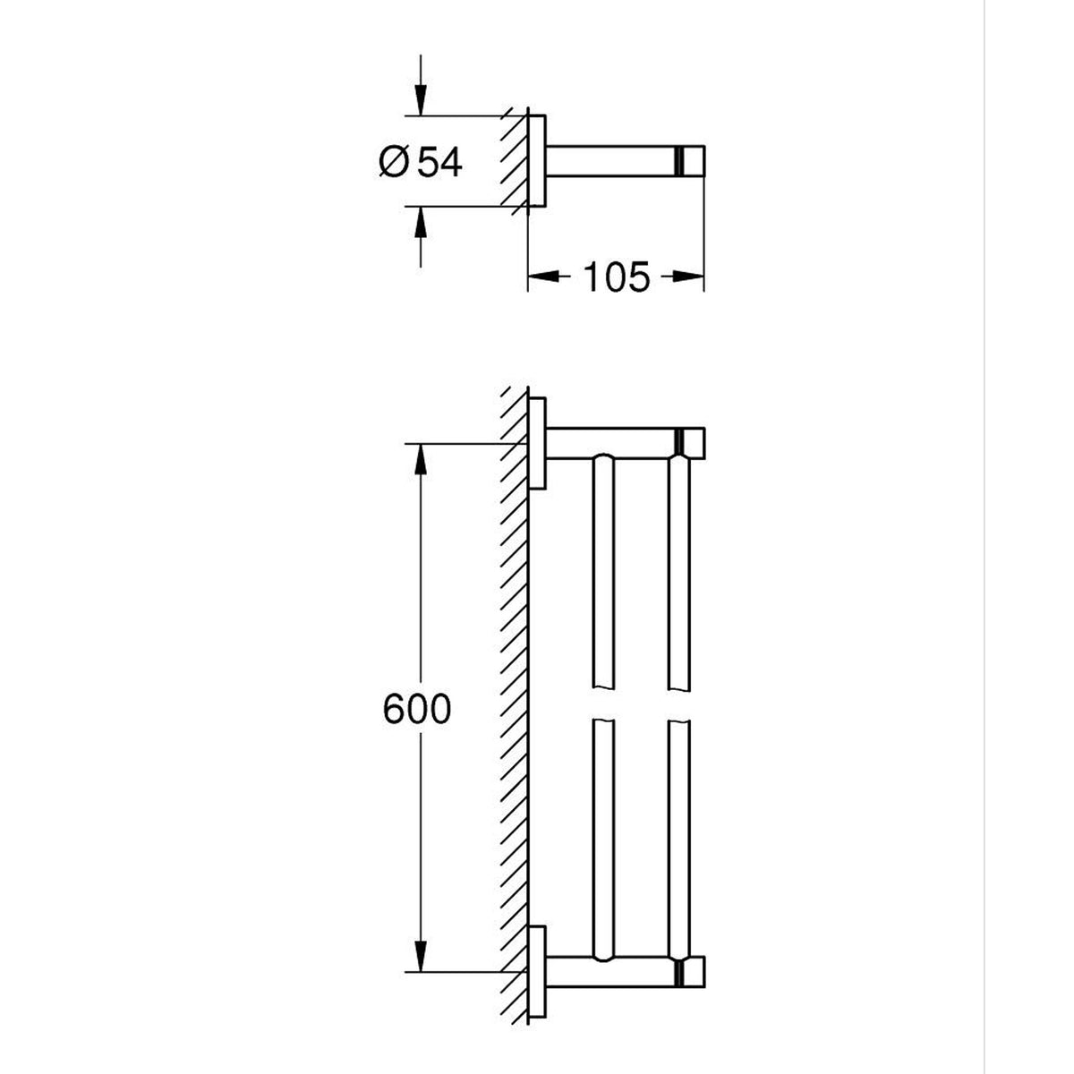 Grohe Essentials İkili Havluluk - Teknik Çizim