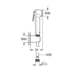 Grohe Tempesta-F Trigger Spray 30 Taharet Duşu Seti, Krom-Beyaz - Teknik Çizim