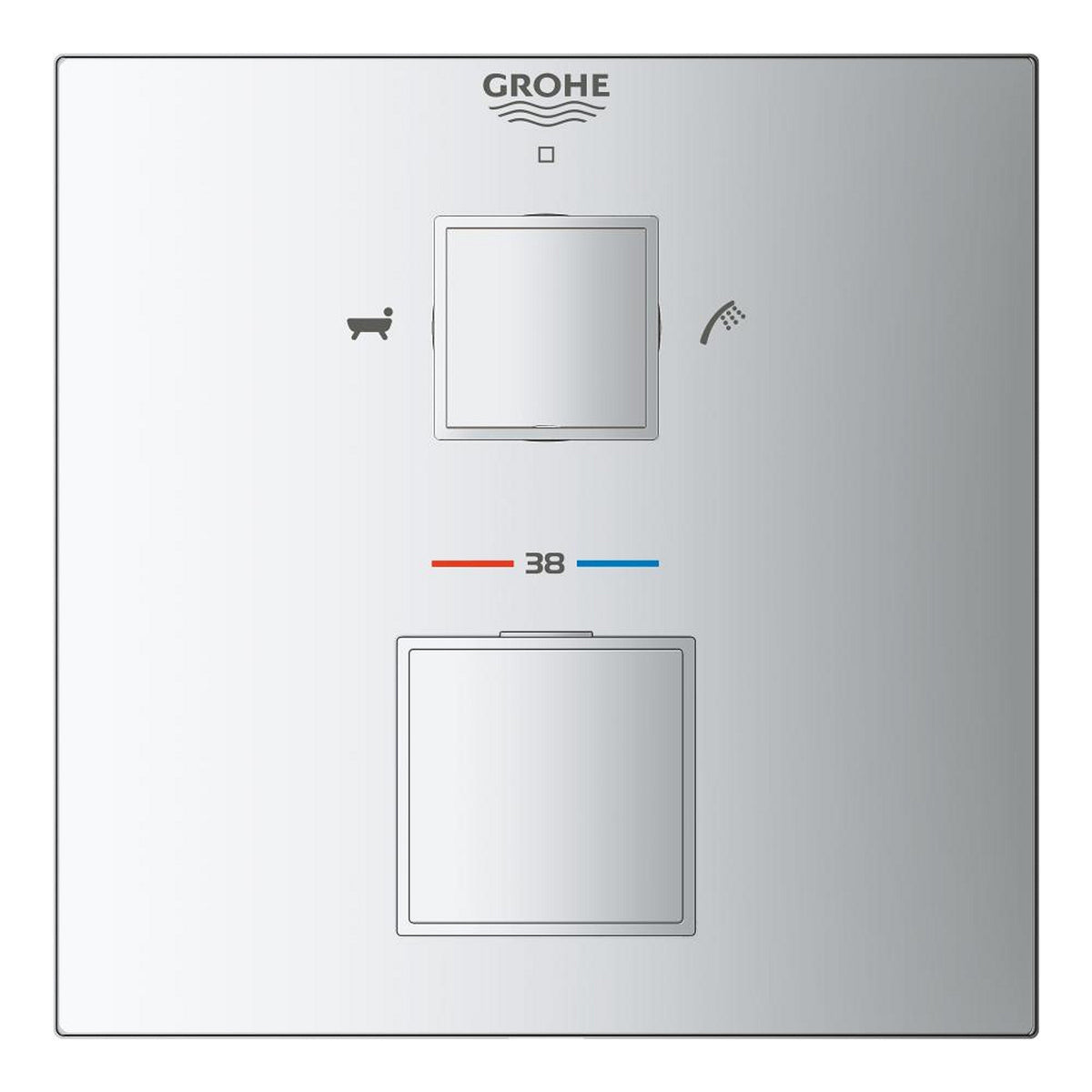 Grohe Grohtherm Cube Çift Yönlü Termostatik Ankastre Banyo Bataryası (2 Yollu, Sıva Üstü Grubu) - Ürün Görseli