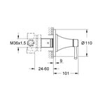 Grohe Grandera 5 Yollu Yön Değiştirici (Sıva Üstü Grubu) - Teknik Çizim