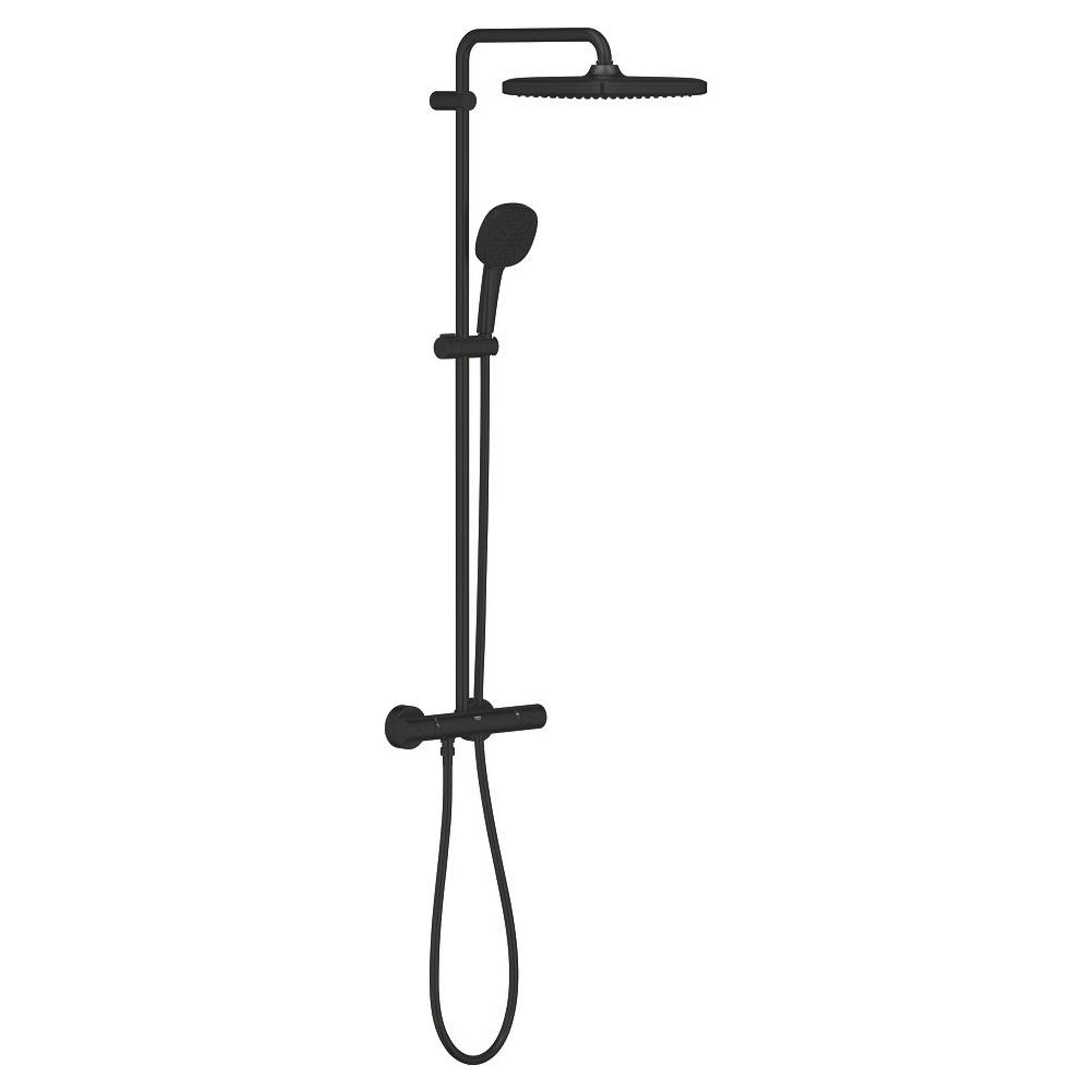 Grohe Tempesta System 250 Kare Duvara Monte Termostatik Bataryalı Duş Kolonu, Mat Siyah - Ürün Görseli