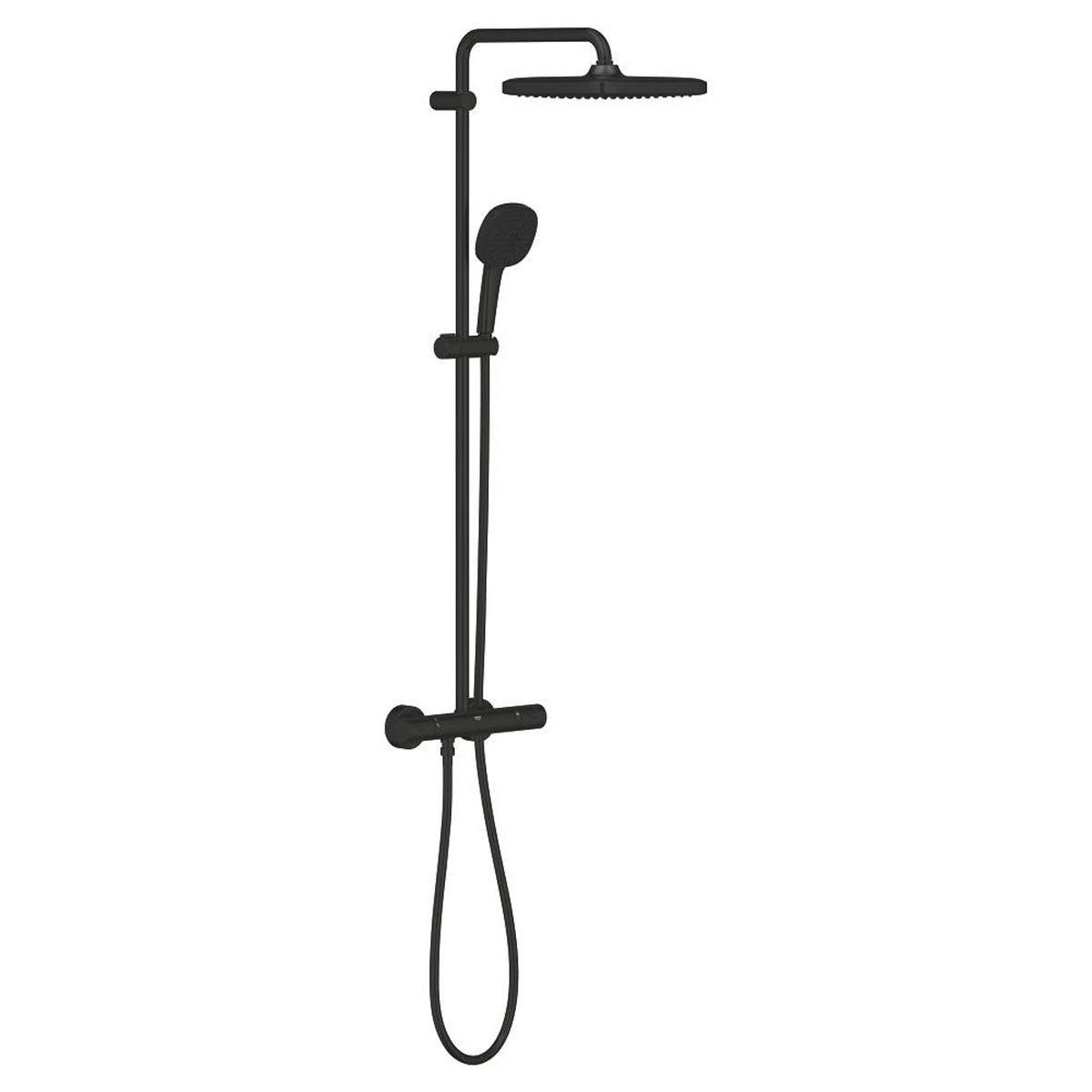 Grohe Tempesta System 250 Kare Duvara Monte Termostatik Bataryalı Duş Kolonu, Mat Siyah - Ürün Görseli