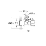 Grohe Ara Musluk (1/2 Giriş, 3/8 Çıkışlı) - Teknik Çizim