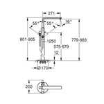 Grohe Lineare Ankastre Yerden Küvet Bataryası (Sıva Üstü Grubu) - Teknik Çizim