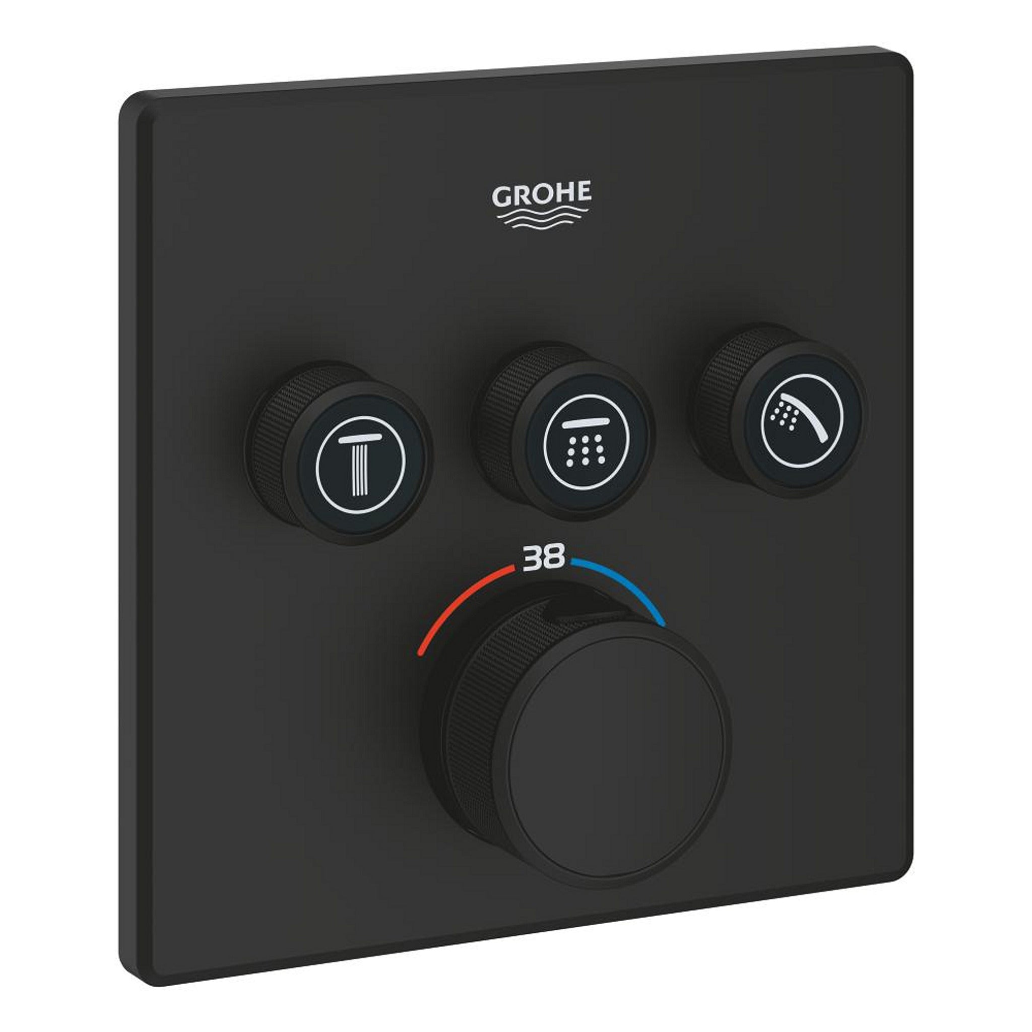 Grohe Grohtherm SmartControl Akış Kontrollü Ankastre Termostatik Banyo Bataryası (3 Yollu, Sıva Üstü Grubu), Hayalet Siyah - Ürün Görseli