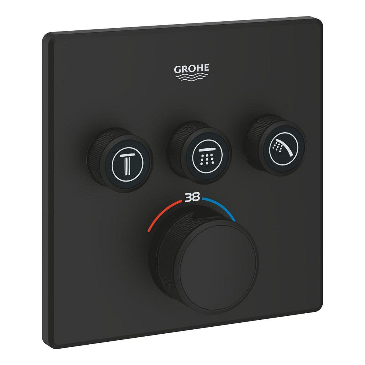 Grohe Grohtherm SmartControl Akış Kontrollü Ankastre Termostatik Banyo Bataryası (3 Yollu, Sıva Üstü Grubu), Hayalet Siyah - Ürün Görseli
