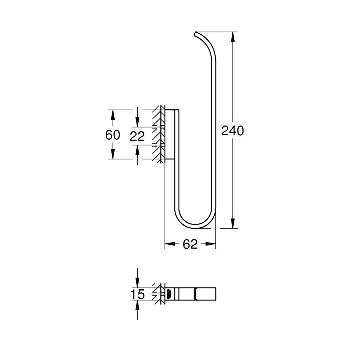 Grohe Selection Yedek Tuvalet Kağıtlığı - Teknik Çizim