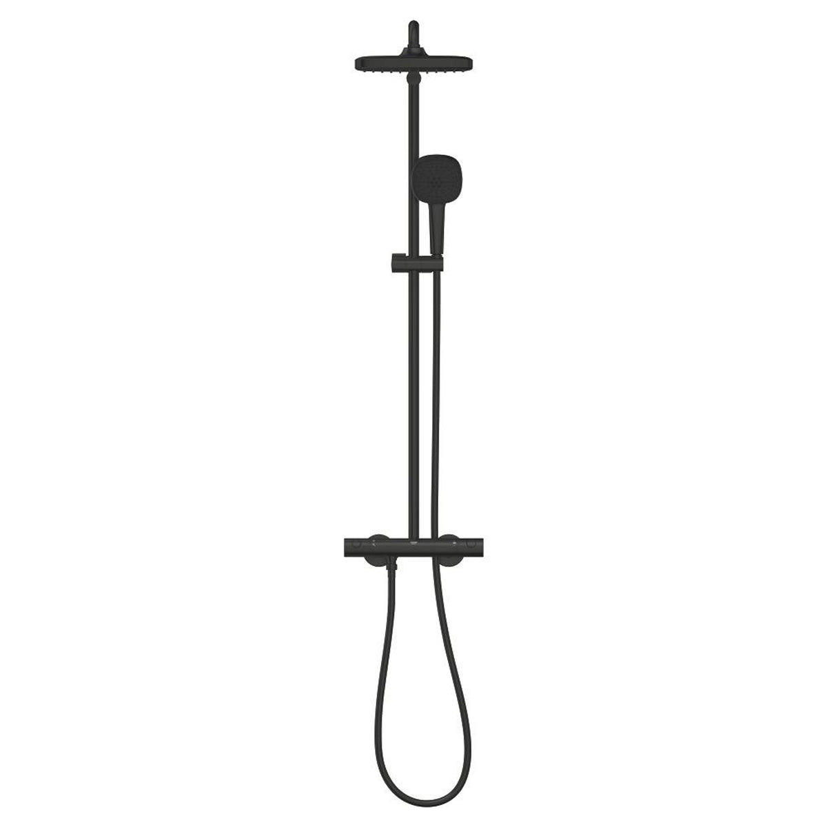 Grohe Tempesta System 250 Kare Duvara Monte Termostatik Bataryalı Duş Kolonu, Mat Siyah - Ürün Görseli