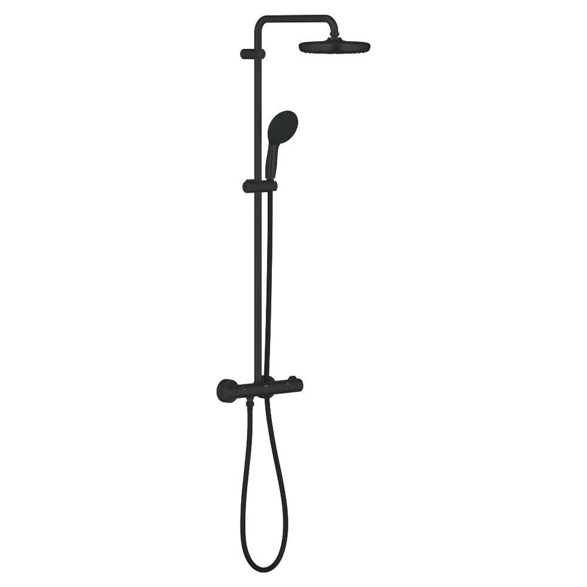 Grohe Tempesta System 210 Duvara Monte Termostatik Duş Bataryalı Duş Kolonu, Mat Siyah - Ürün Görseli