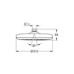 Grohe Tempesta 210 Tepe Duşu Tek Akışlı, 21 cm - Teknik Çizim