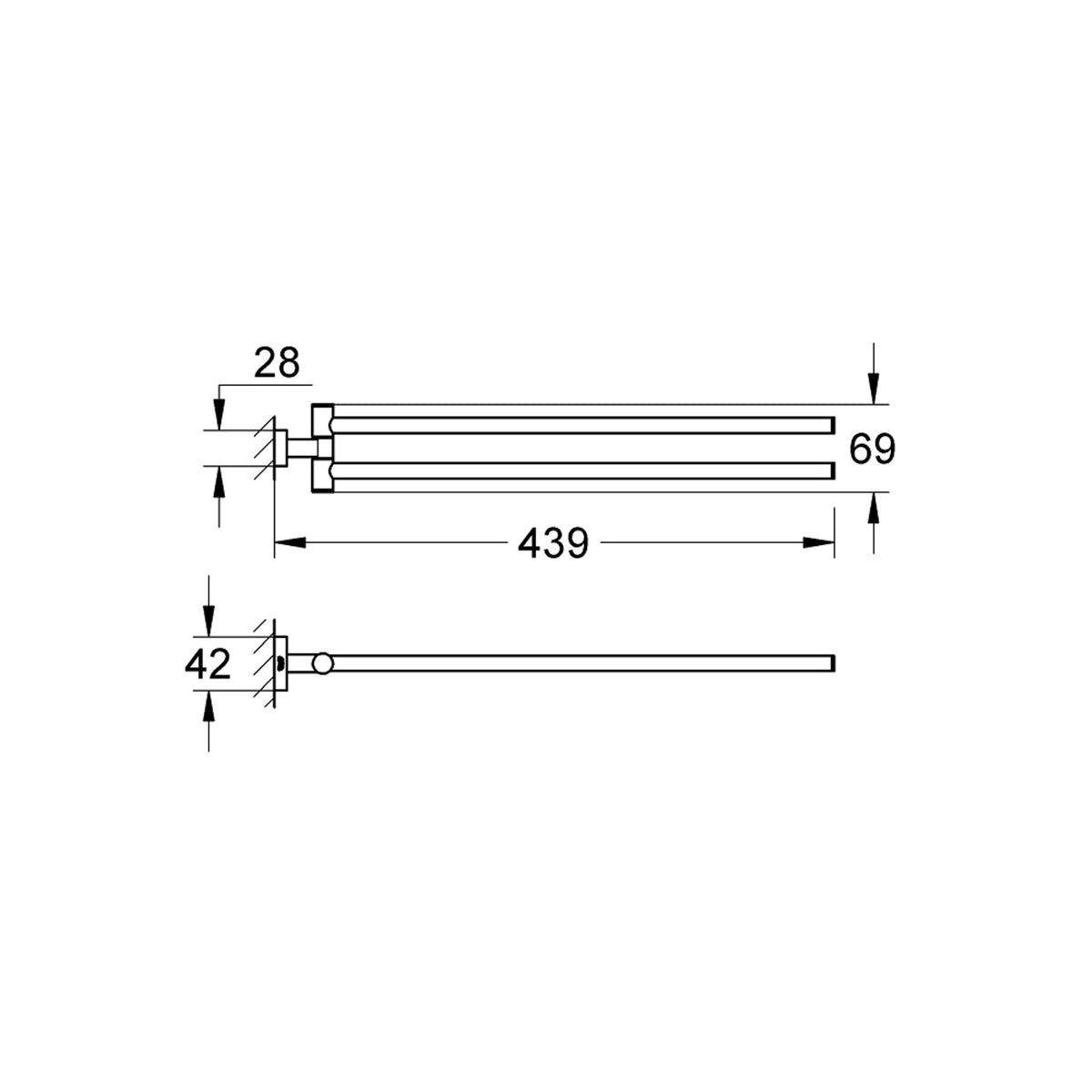 Grohe Essentials Cube İkili Havluluk - Teknik Çizim