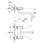 Grohe Costa L Duvardan Eviye Bataryası - Teknik Çizim