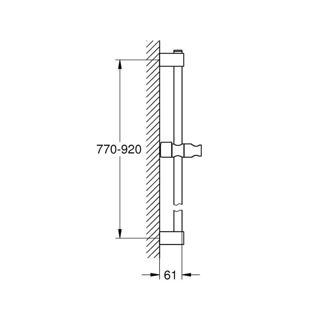 Grohe Tempesta Duş Sürgüsü, 900 mm - Teknik Çizim