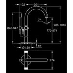 Grohe Atrio Private Collection Tek Yerden Küvet Bataryası (Sıva Üstü Grubu), Fırçalı Bakır - Teknik Çizim