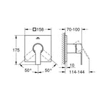 Grohe Allure Ankastre Duş Bataryası (Sıva Üstü Grubu), Paslanmaz Çelik - Teknik Çizim