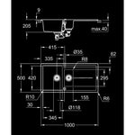 Grohe K400 Kompozit Damlalıklı 1,5 Gözlü Eviye, Granit Siyah - Teknik Çizim