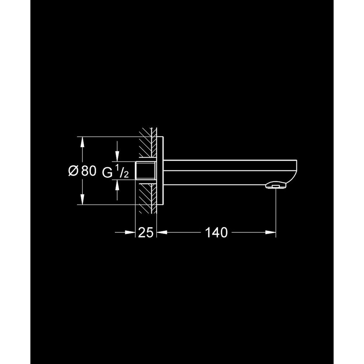 Grohe BauEdge Çıkış Ucu - Teknik Çizim