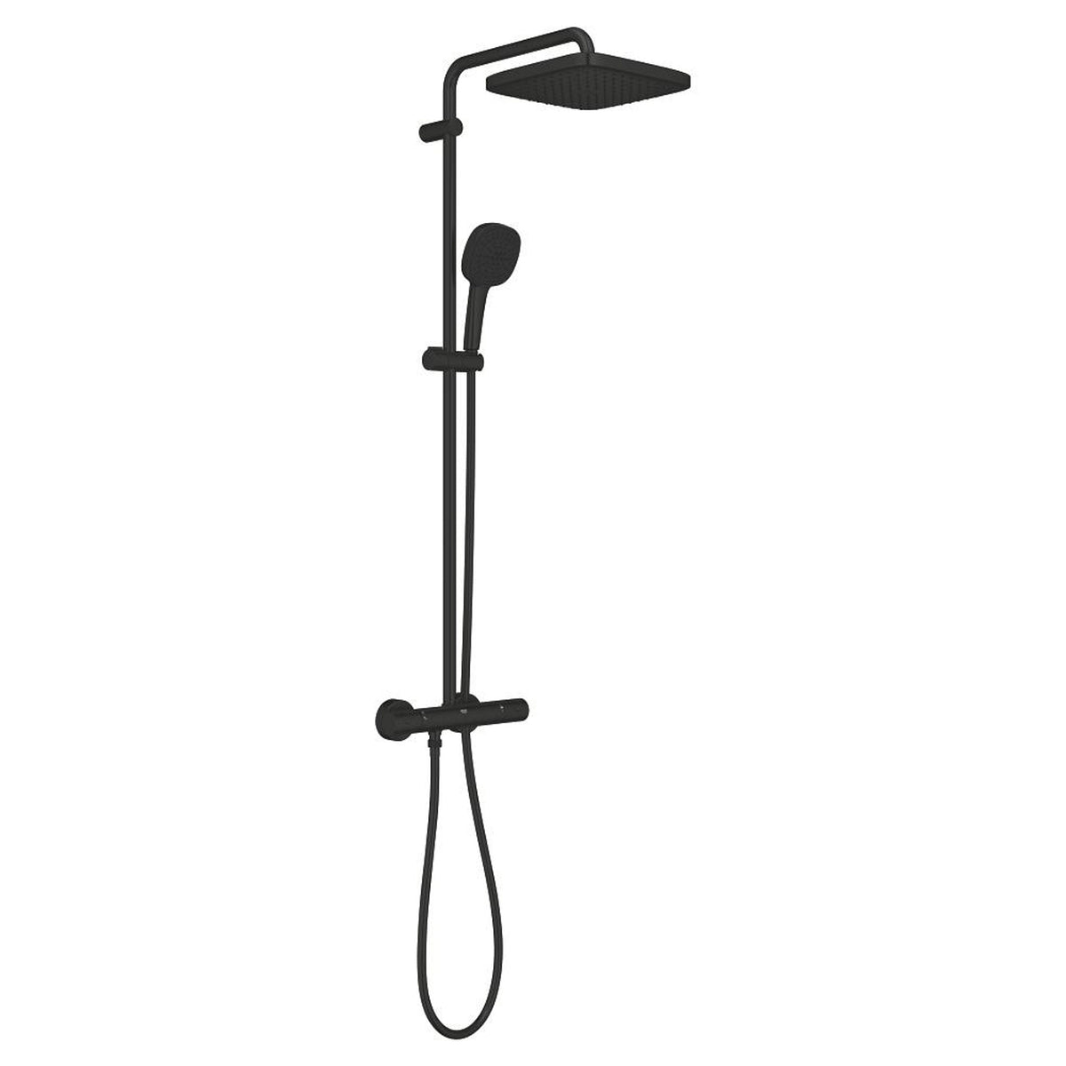 Grohe Tempesta System 250 Kare Duvara Monte Termostatik Bataryalı Duş Kolonu, Mat Siyah - Ürün Görseli