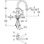 Grohe Concetto Spiralli Eviye Bataryası - Teknik Çizim