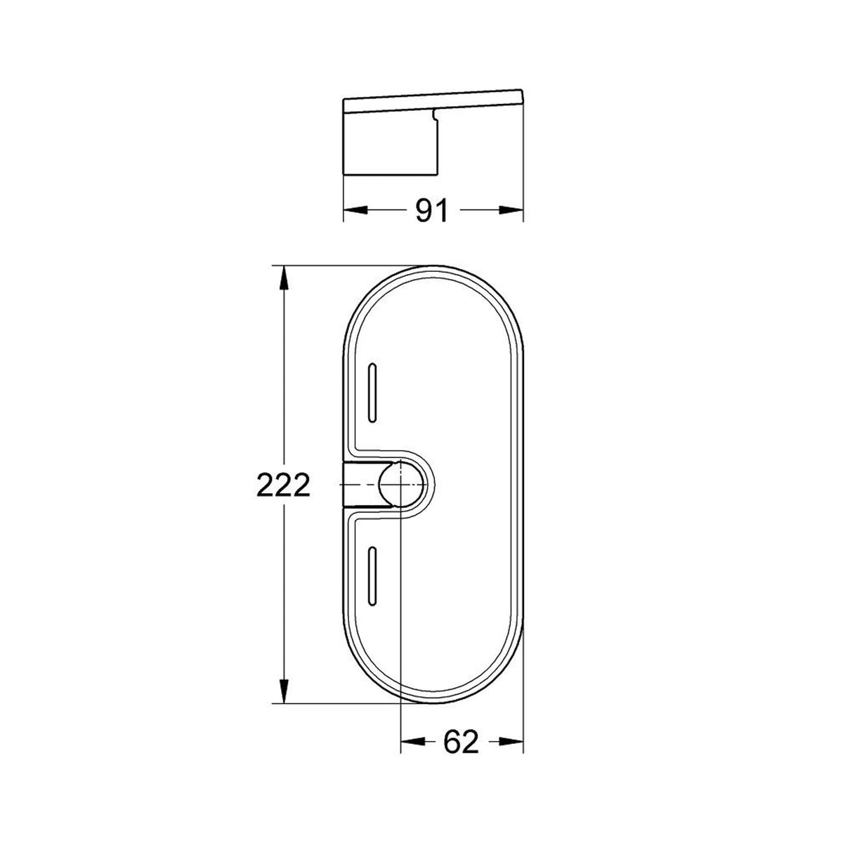 Grohe Tempesta EasyReach Etajerli Sabunluk, Akrilik, Sürgülü Duş Takımları İçin - Teknik Çizim