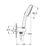Grohe Tempesta Cube 110 Ankastre Bağlantılı El Duşu Seti, 3 Akışlı, Mat Siyah - Teknik Çizim