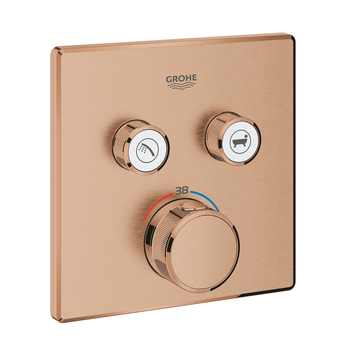 Grohe Grohtherm SmartControl Akış Kontrollü Ankastre Termostatik Banyo Bataryası (2 Yollu, Sıva Üstü Grubu), Fırçalı Bakır - Ürün Görseli