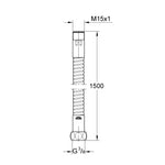Grohe Relexa Metal Hortum, 150 cm - Teknik Çizim