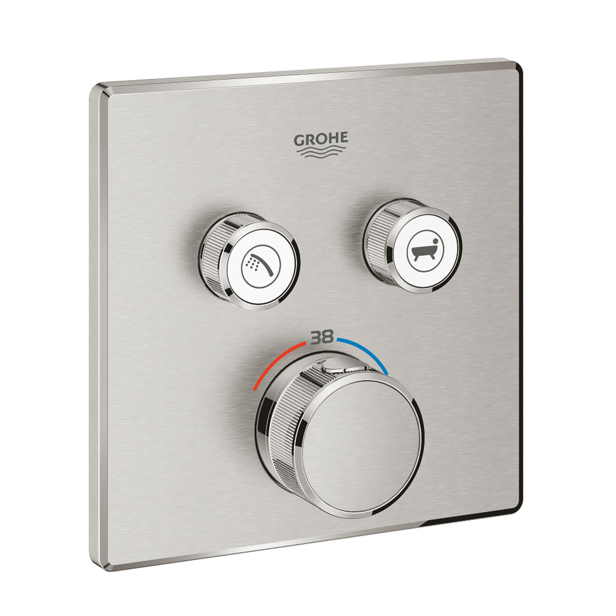 Grohe Grohtherm SmartControl Akış Kontrollü Ankastre Termostatik Banyo Bataryası (2 Yollu, Sıva Üstü Grubu), Paslanmaz Çelik - Ürün Görseli