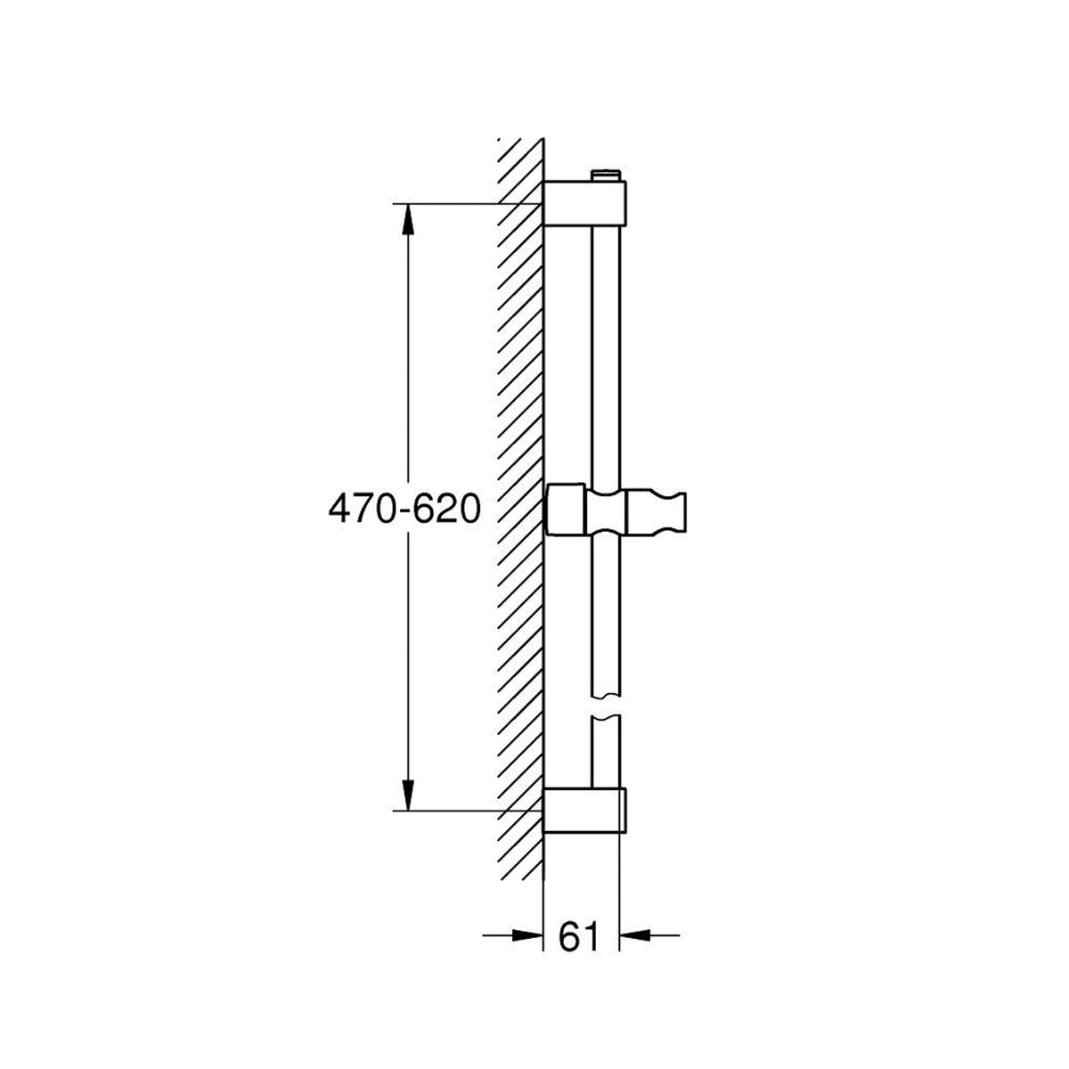 Grohe Tempesta Duş sürgüsü, 60 cm - Teknik Çizim