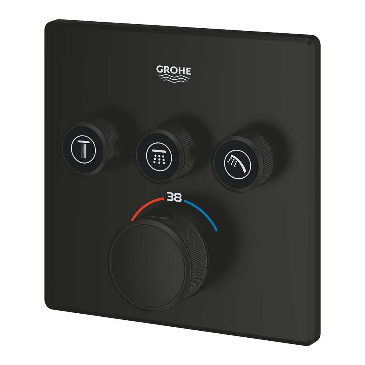 Grohe Grohtherm SmartControl Akış Kontrollü Ankastre Termostatik Banyo Bataryası (3 Yollu, Sıva Üstü Grubu), Mat Siyah - Ürün Görseli