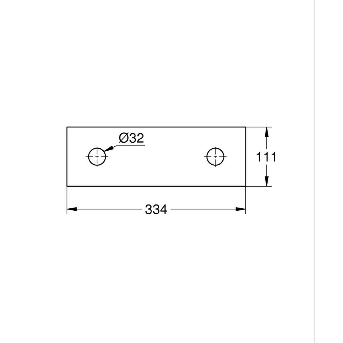 Grohe Rainshower Aqua Tiles Ankastre Tepe Duşu Kapağı, 2 Delikli, Fırçalı Altın - Teknik Çizim