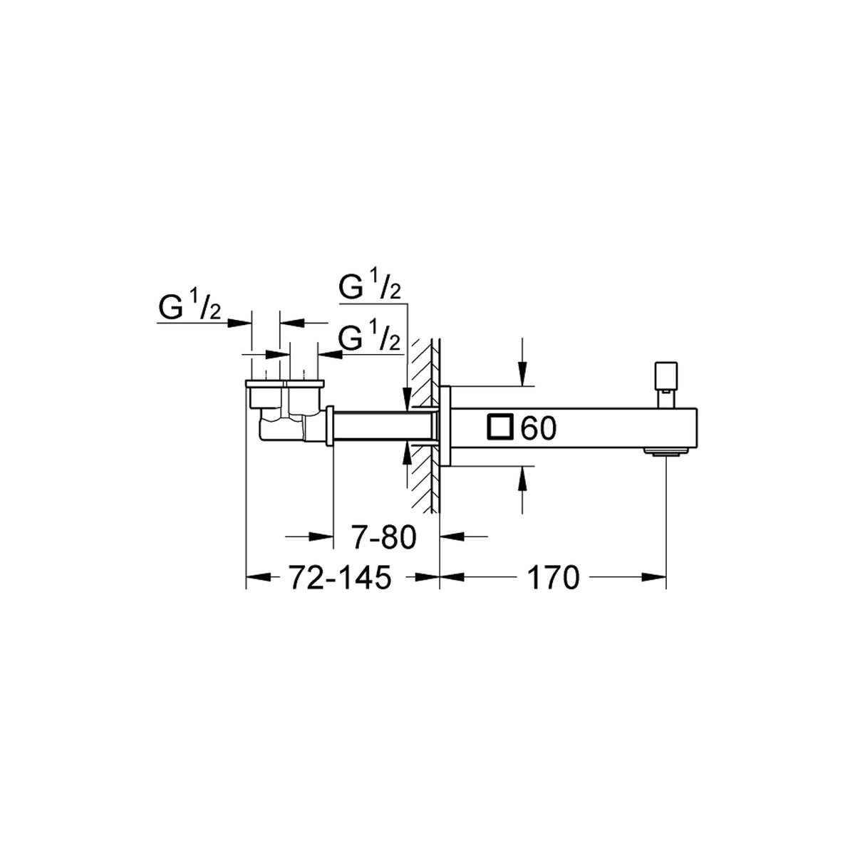 Grohe Eurocube Çıkış Ucu - Teknik Çizim