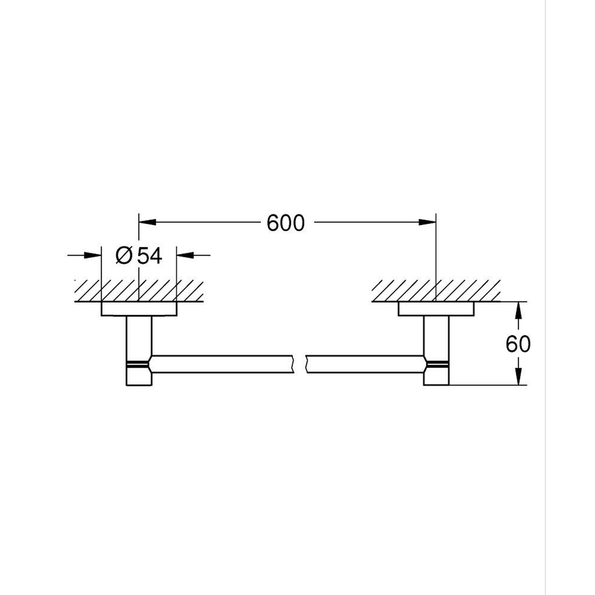 Grohe Essentials Havluluk, 60 cm, Altın - Teknik Çizim