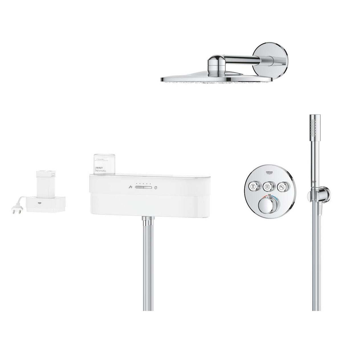 Grohe Purefoam SmartControl Ankastre Duş Seti, Krom-Beyaz (Su ve Sabun Püskürtmeli El Duşu) - Ürün Görseli