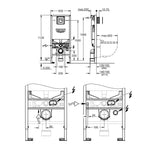 Grohe Rapid SLX Gömme Rezervuar Seti, Krom Kumanda Paneli ve Montaj Ekipmaları dahil, (1.13 m montaj yüksekliği) - Teknik Çizim