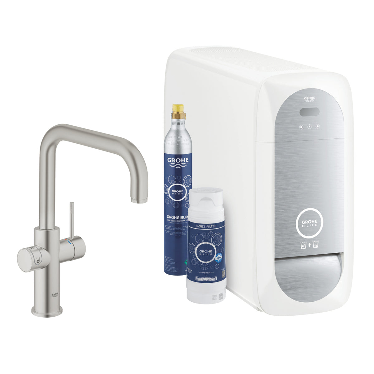 Grohe Blue Home Arıtmalı İçme Suyu ve Soda Yapan Eviye Bataryası, Paslanmaz Çelik - Ürün Görseli
